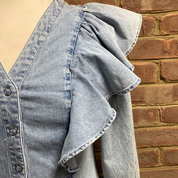 Karlie Denim Ruffle Dress Size Large NWT - Picture 4 of 9